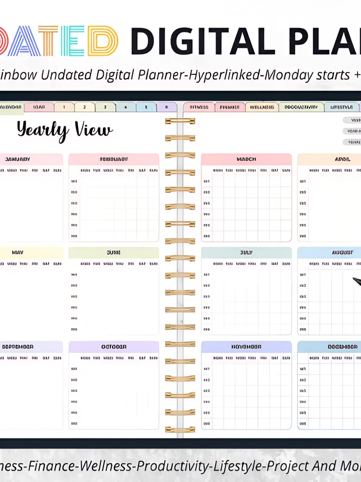 Undated Digital Planner Monday Starts