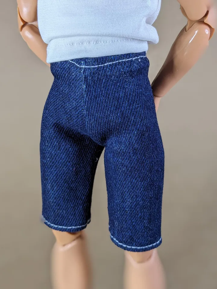 Navy denim shorts for for 12 inch fashion male dolls