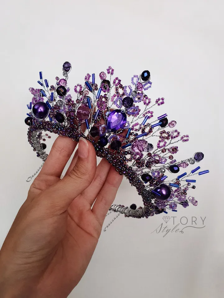 Purple crown, Violet crown, Purple tiara, Violet tiara, Halloween headpiece, Crowns, Children crown, Tiaras, diadem,costume play