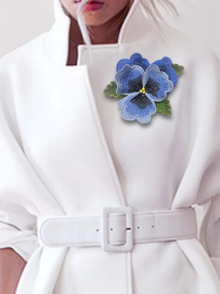 Pansies FSL machine embroidery designs Free standing lace embroidery pattern 3D embroidery motif Flower FSL embroidery brooch FSL hairpin