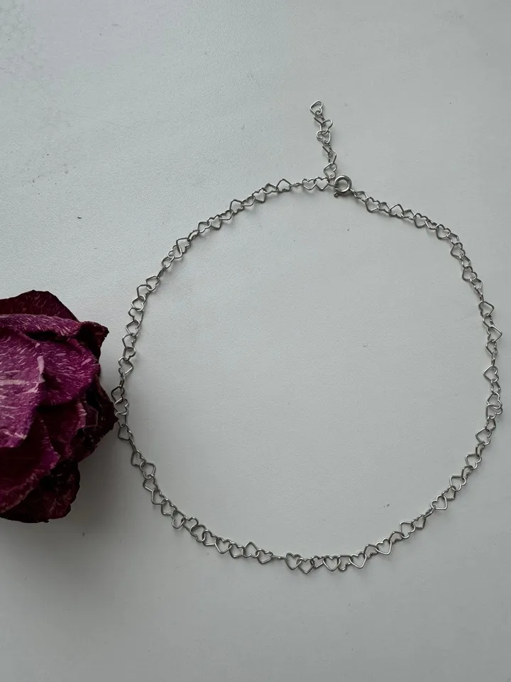Sterling silver heart shape chocker  | handmade silver jewelery |  |minimalist jewelery | silver minimalist necklace for women