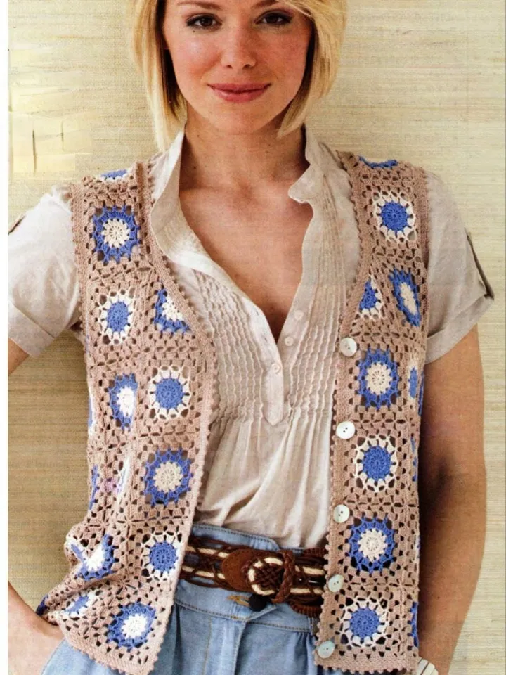 Vest granny squares crochet pattern, waistcoat crochet pattern pdf