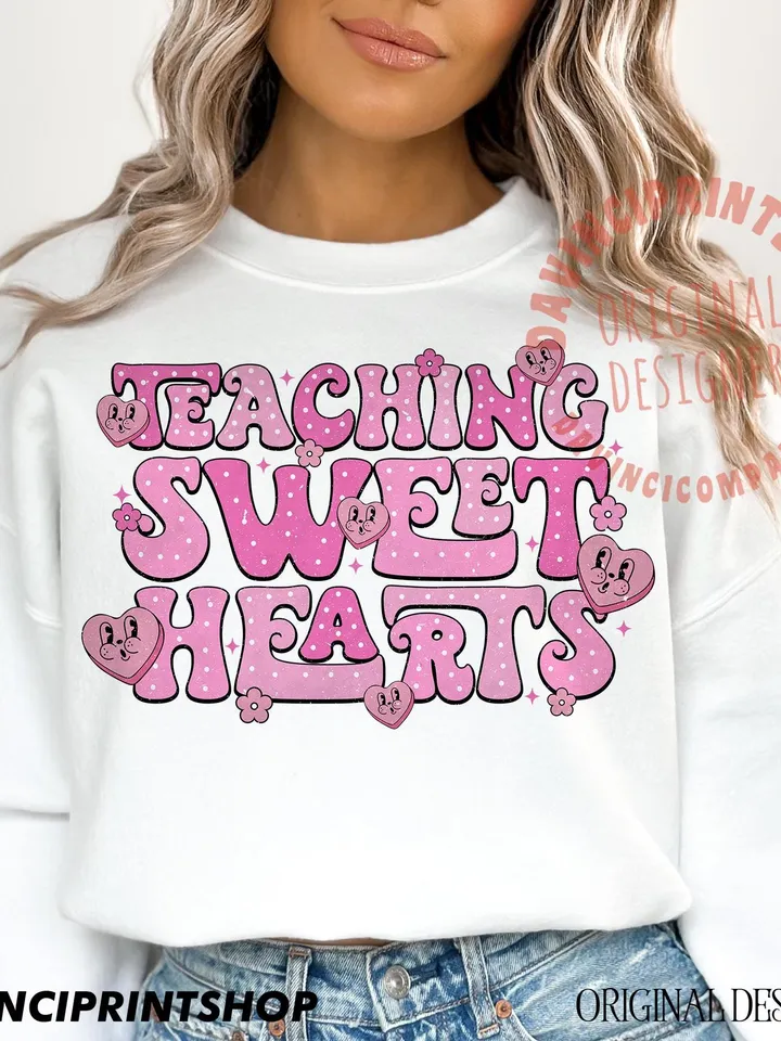 Teaching Sweethearts Png, Teacher Valentines png, Valentines png, Retro Valentines png, Teacher png, Teacher Sublimation, Love png, Hearts