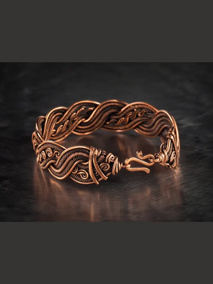 Wire wrapped copper bracelet for woman Antique style copper jewelry WireWrapArt