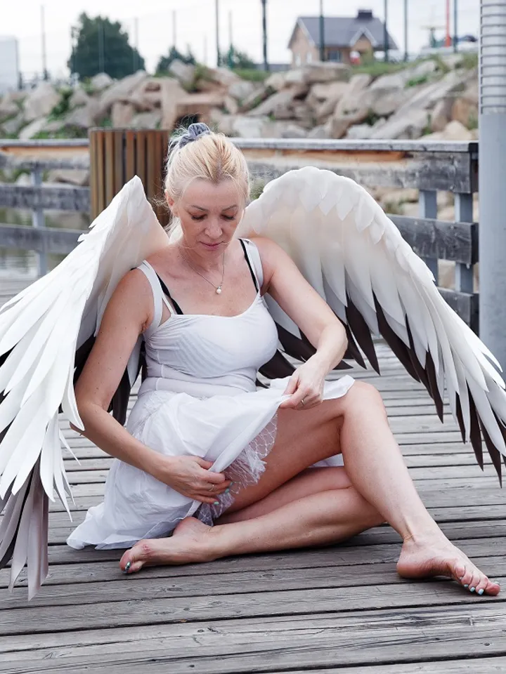 Bridal White Wings costume, Wedding Angel Wings, Cosplay costume, Maternity Pregnancy photoshoot, Stork wings dance
