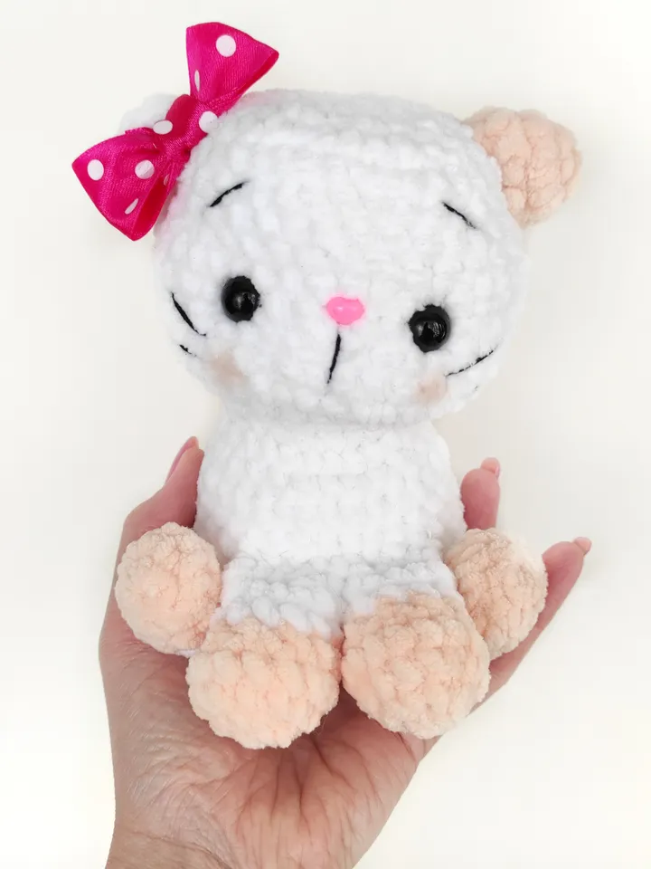 Teddy white kitten, stuffed toy kitten, baby gift