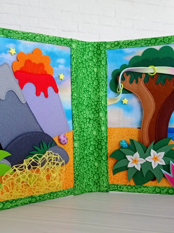 felt gaming tablet for children about the life history of different types of dinosaurs
