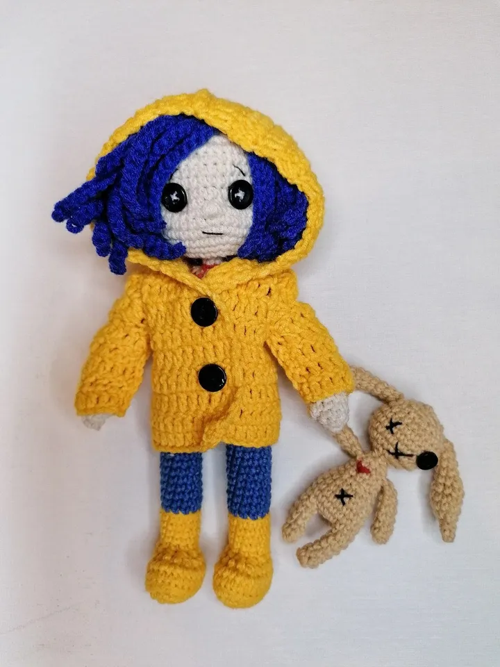 PDF Coraline doll crochet pattern, button eyes doll, Crochet pattern voodoo, voodoo doll, Halloween amigurumi pattern, voodoo bunny pattern