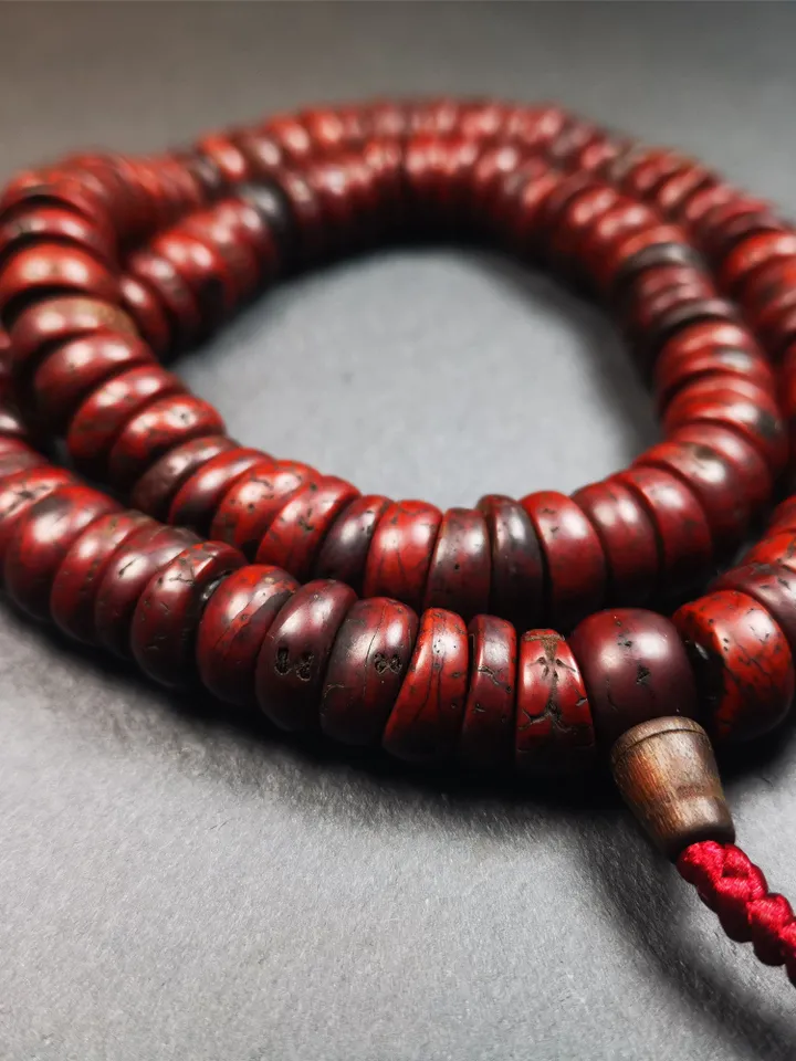 Gandhanra Old 108 Bodhi Seed Beads Mala,13mm Prayer Beads Necklace for Meditation,Circumference 54cm