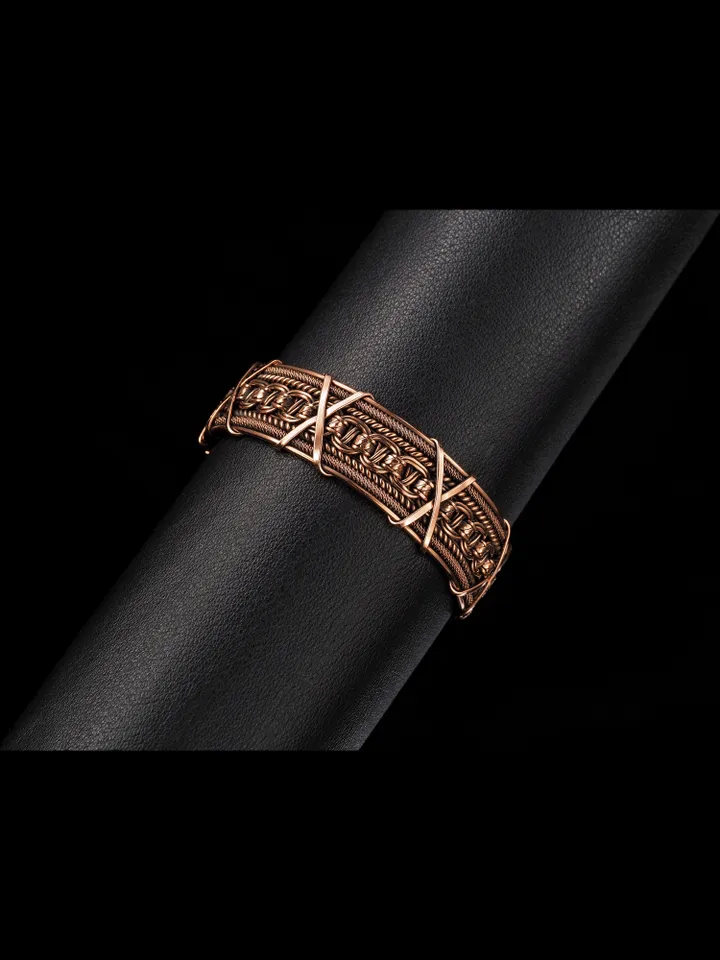 Woven copper wire bracelet Antique style handcrafted copper jewelry Unique gift