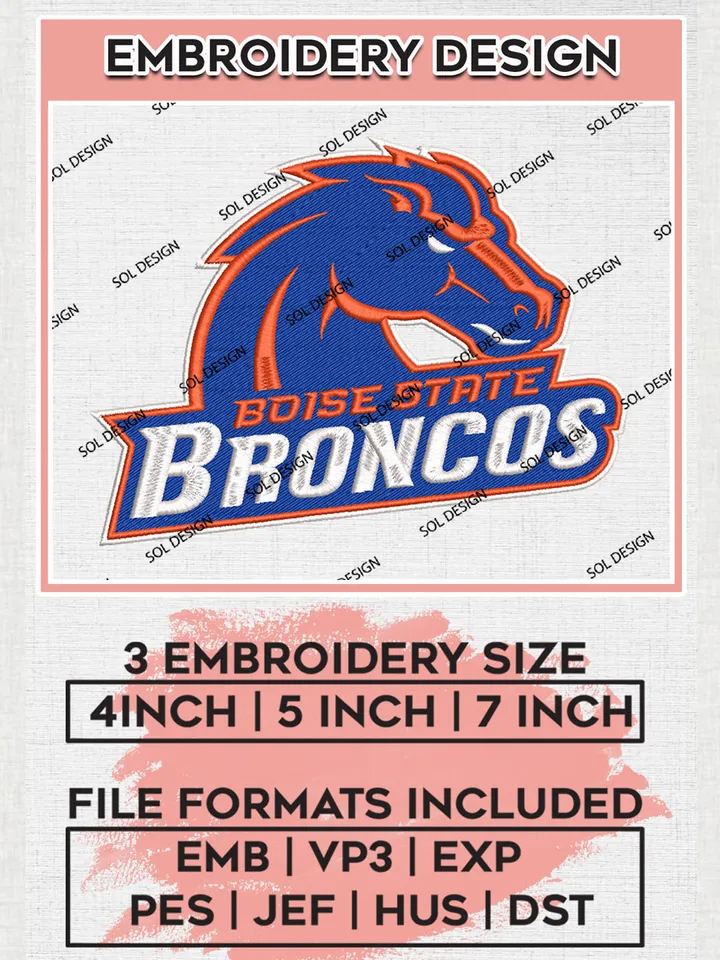 Boise State Broncos College Football Team Head Mascot Logo embroidery designs, NCAA Boise State Broncos Logo Machine embroidery files, NCAA Team Logo embroidery designs, NCAA Game Day Machine embroidery designs, Digital Download