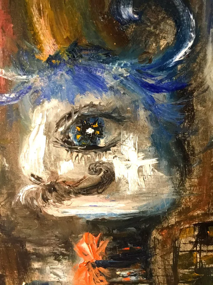 Funny cat painting,abstract animal painting,original oil painting on canvas board.