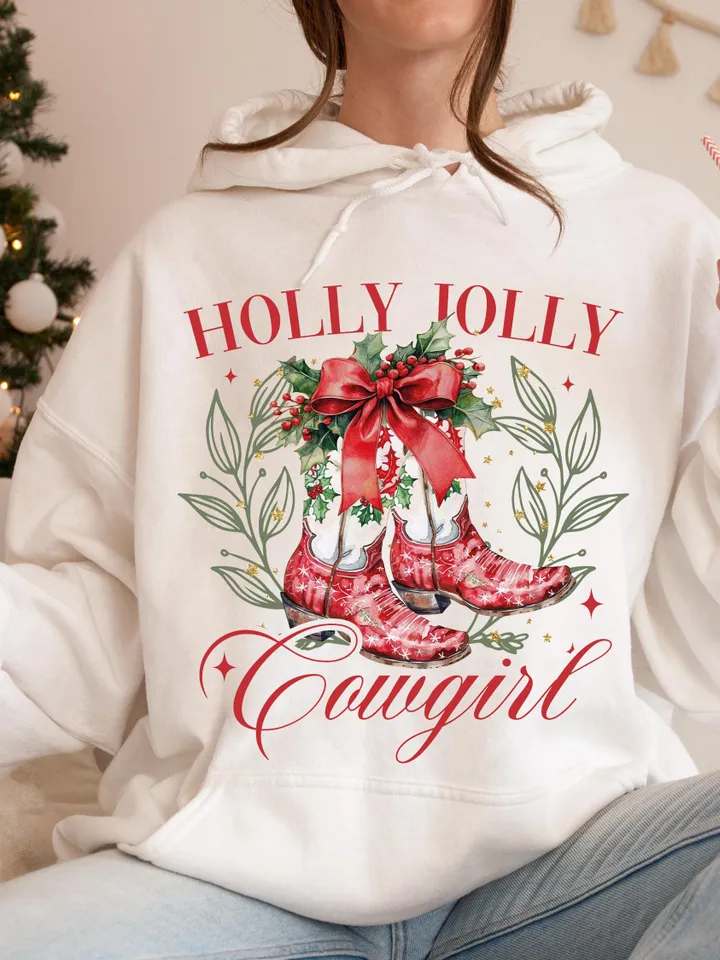 Howdy Christmas PNG Bundle Coquette Bow Western Cowgirl Cowboy Christmas Tree Cookies Presents Girly Trendy Shirt Designs Sublimation