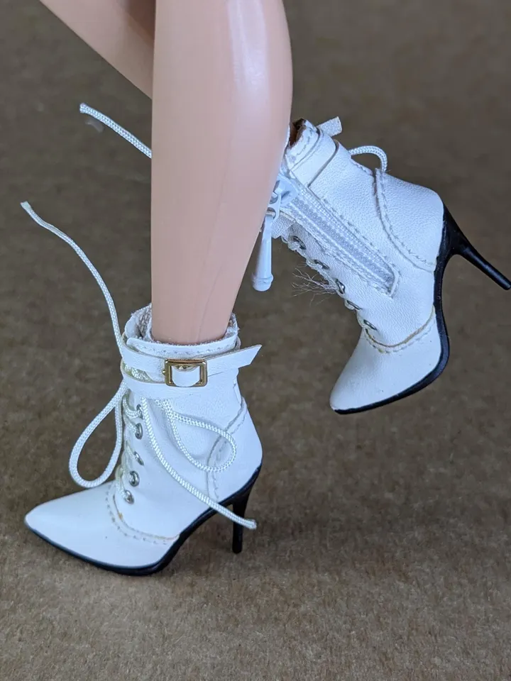 White heels boots for Integrity Toys fashion female dolls (Color Infusion)