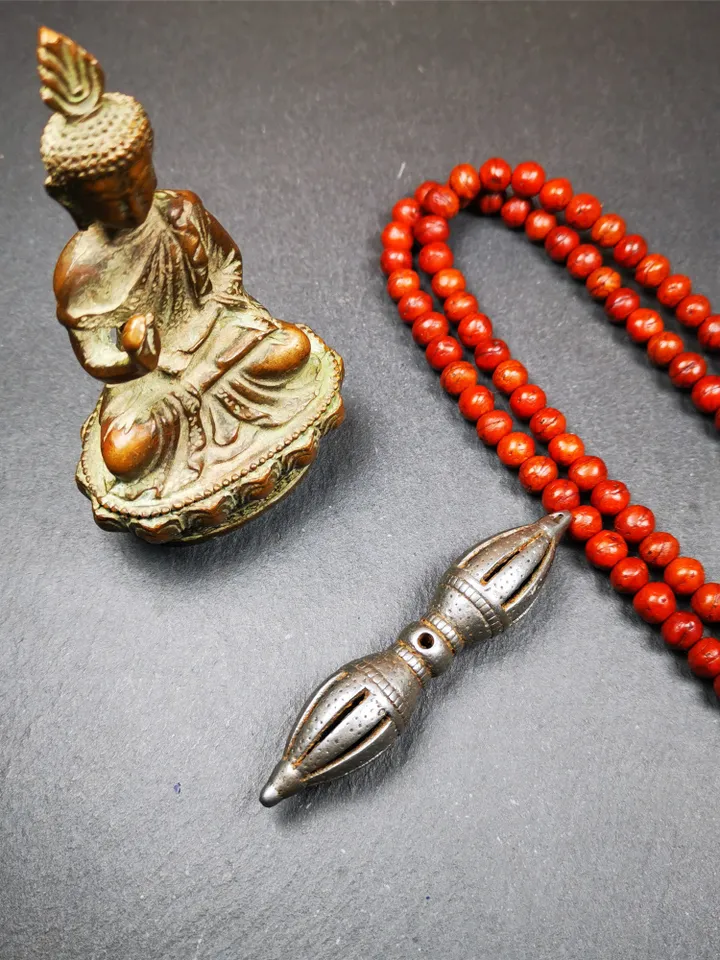 Gandhanra Vintage Nine-pronged Vajra Dorje,Tibetan Buddhism (Vajrayana) Ritual Implement,Made of Cold Iron,30 Years Old
