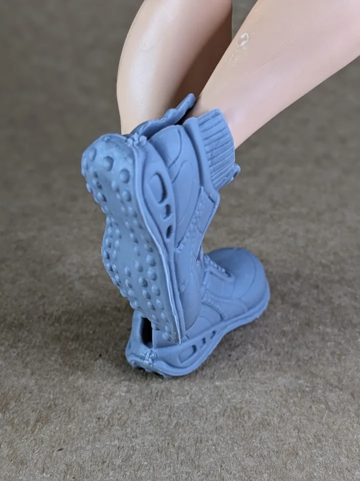 Gray lace-up boots for wide feet for 1/6 scale male dolls