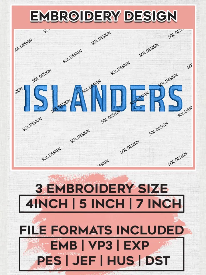 NCAA Islanders Football Team Writing Logo Embroidery Design Files, NCAA Texas A&M Corpus Christi Islanders Machine Embroidery, NCAA Teams, Game Day, 3 sizes, NCAA Machine embroidery designs, Digital Download