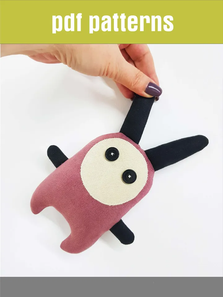 Pink Rabbit sewing pattern PDF, digital tutorial in English, stuffed animal diy