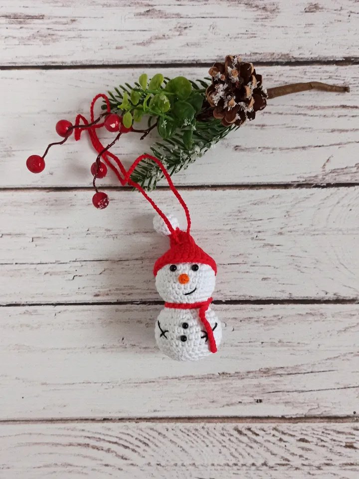 Christmas decor for car, rear view mirror accessories, crochet  snowman