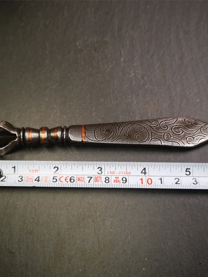 Gandhanra Tibetan Buddhist Ritual Implement ,Fire Vajra Sword of Manjushri,Made of Cold Iron inlaid with Copper