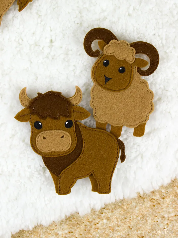 Felt Domestic Animals Sewing Pattern - Felt Finger Puppets