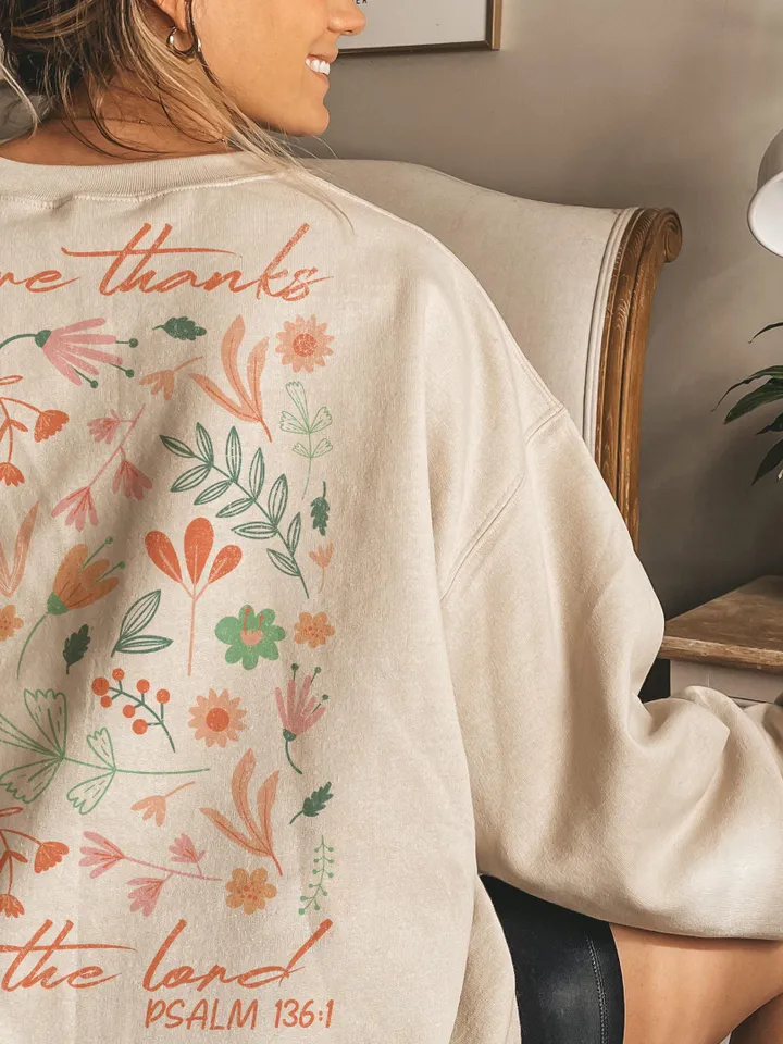 Give Thanks To The Lord Floral Christian PNG, Holiday Shirt Png, Autumn Sublimation, Fall Shirt Png, Thanksgiving Png, Boho Christmas Design