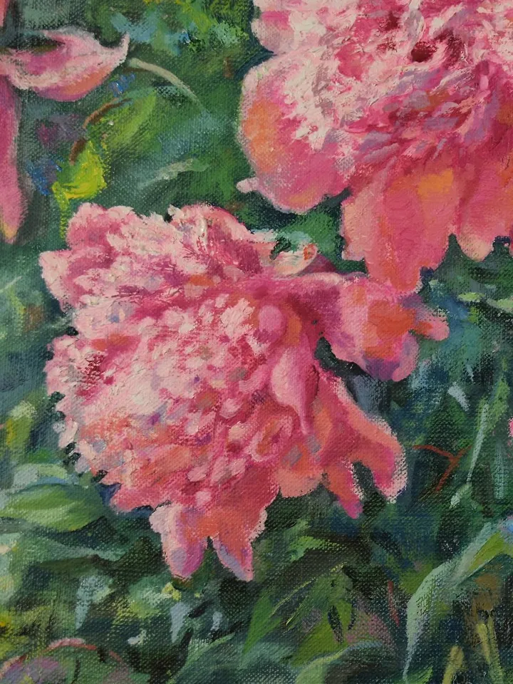 Peonies Painting Flower Original Art Floral Oil Canvas Artwork