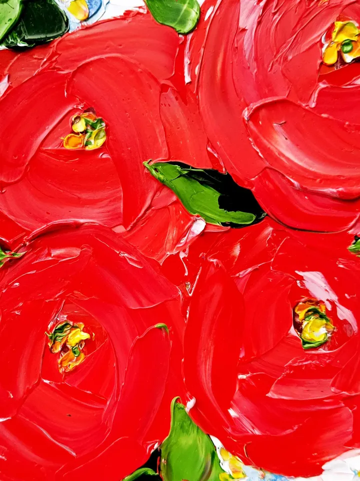 Peony Painting Red Flowers Original Art Red Floral Wall Art Small Impasto Oil Painting Christmas Gifts by ArtProkopaloSv