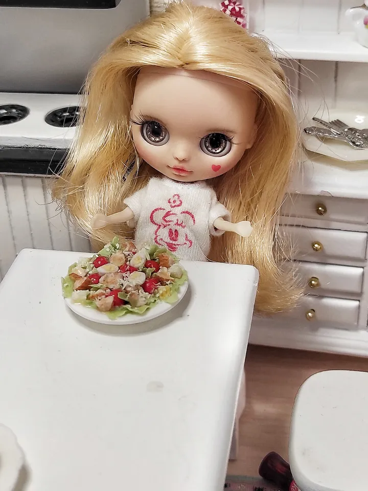 Salad for dolls, realistic food, doll food, scale 1 12, miniature, doll house, food for dolls, mini food, tiny food