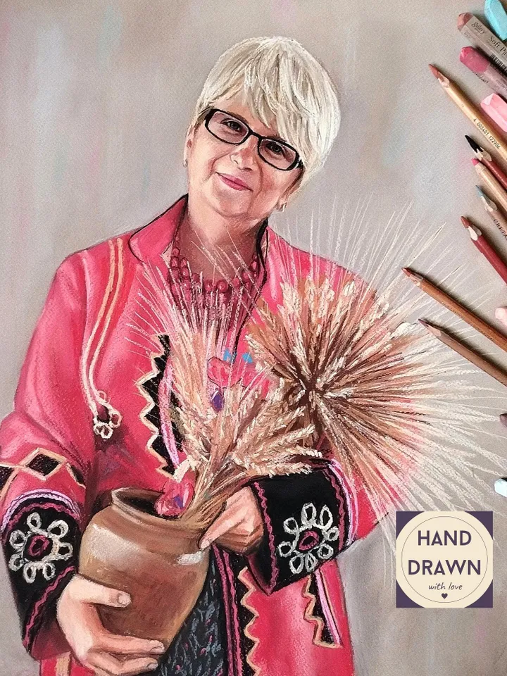Hand drawn pastel portrait drawing of a woman | Personalized Memory Pastel Portrait | Custom portrait | Hand painted Portrait From Photo