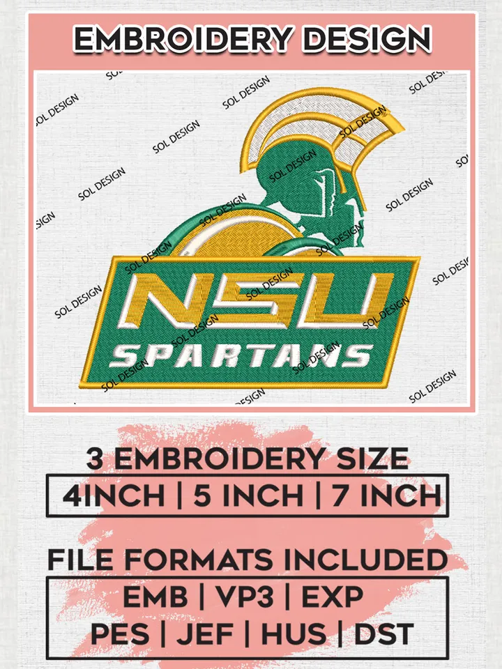 NSU Spartans NCAA Team Logo embroidery designs, NCAA Norfolk State Spartans Logo Machine embroidery designs, NCAA Team Logo embroidery designs, NCAA Game Day Machine embroidery designs, Digital Download
