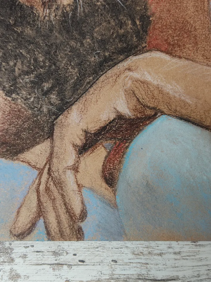 Portrait Of A Thoughtful Man. Original soft pastel painting.