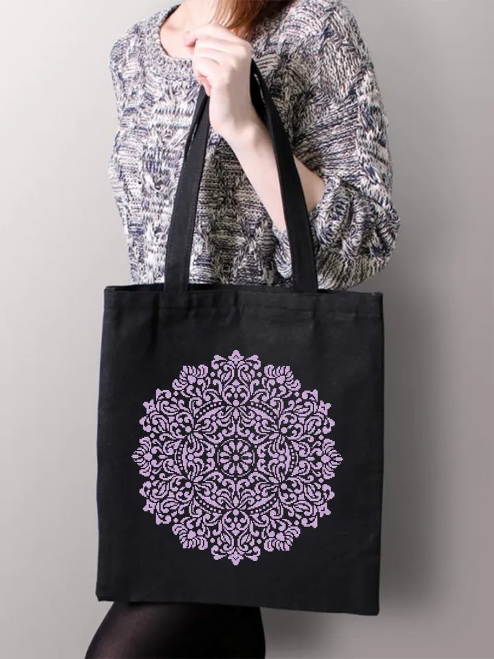 Flower mandala cross stitch pattern PDF download Monochrome cross stitch chart, Simple mandala pattern digital PDF, Mandala ornament #M259