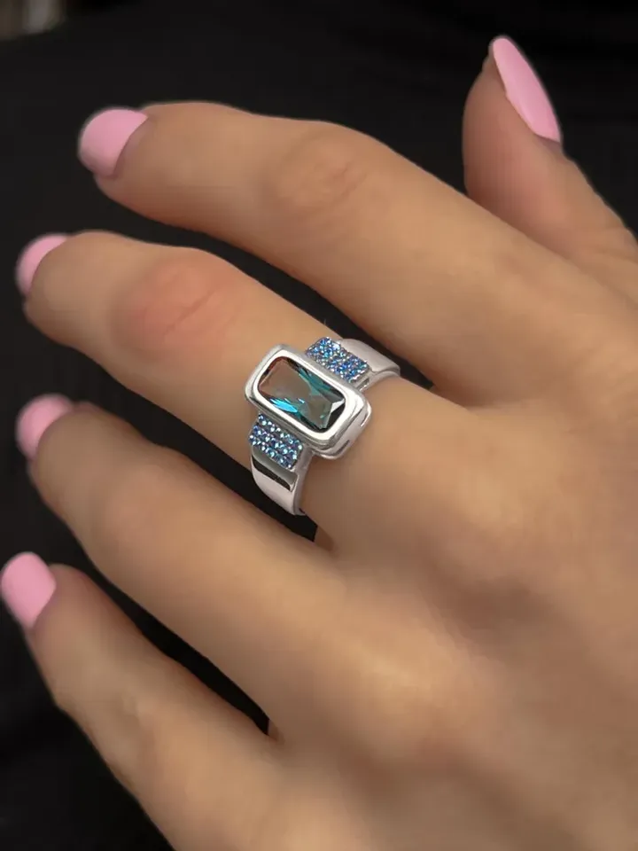 Ring silver 925 jewelry women's with topaz London and sapphires