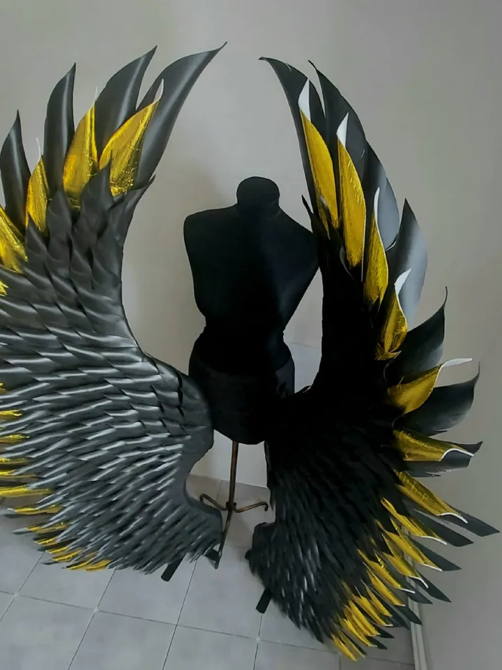 Giant wings black and gold background angel wings wedding backdrop outdoor party decor baby shower decoration, art wings
