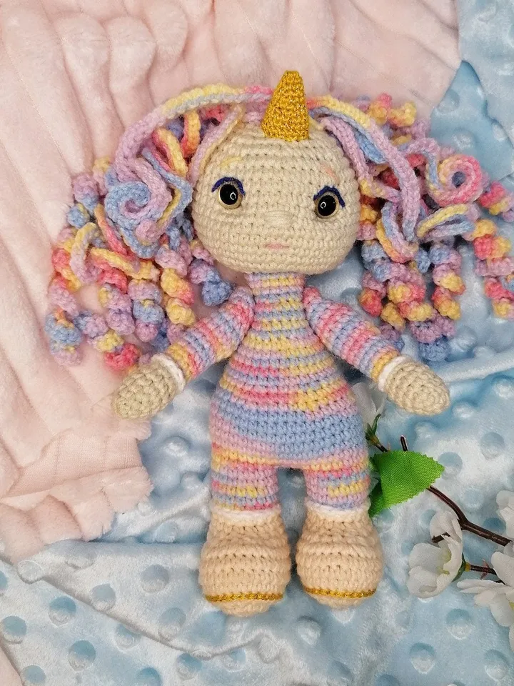 PDF Unicorn Doll crochet pattern, Crochet doll pattern, amigurumi small doll, Amigurumi unicorn, Cute doll amigurumi pattern