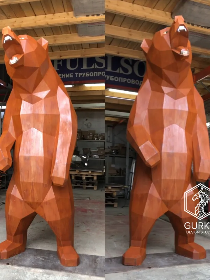 Angry Bear Metal Papercraft, DXF, PDF, Digital Template Download, Gurko, Pepakura, Welding Low Poly 3D Origami, DIY Metal Sculpture