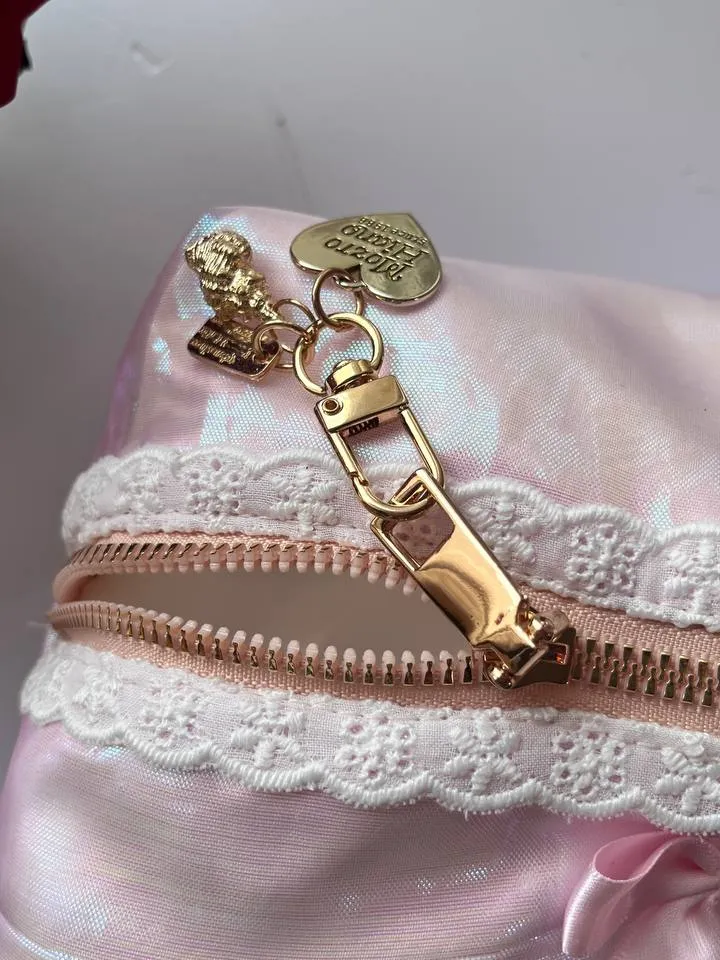 Princess Bow Makeup Bag, Girly cosmetic bag, personal items holder, with a cute lace detail