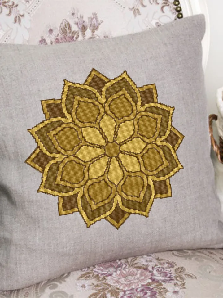 Boho mandala cross stitch pattern download PDF, Modern mandala ornament cross stitch, Easy beginner stitch, Floral ornament digital PDF #M11