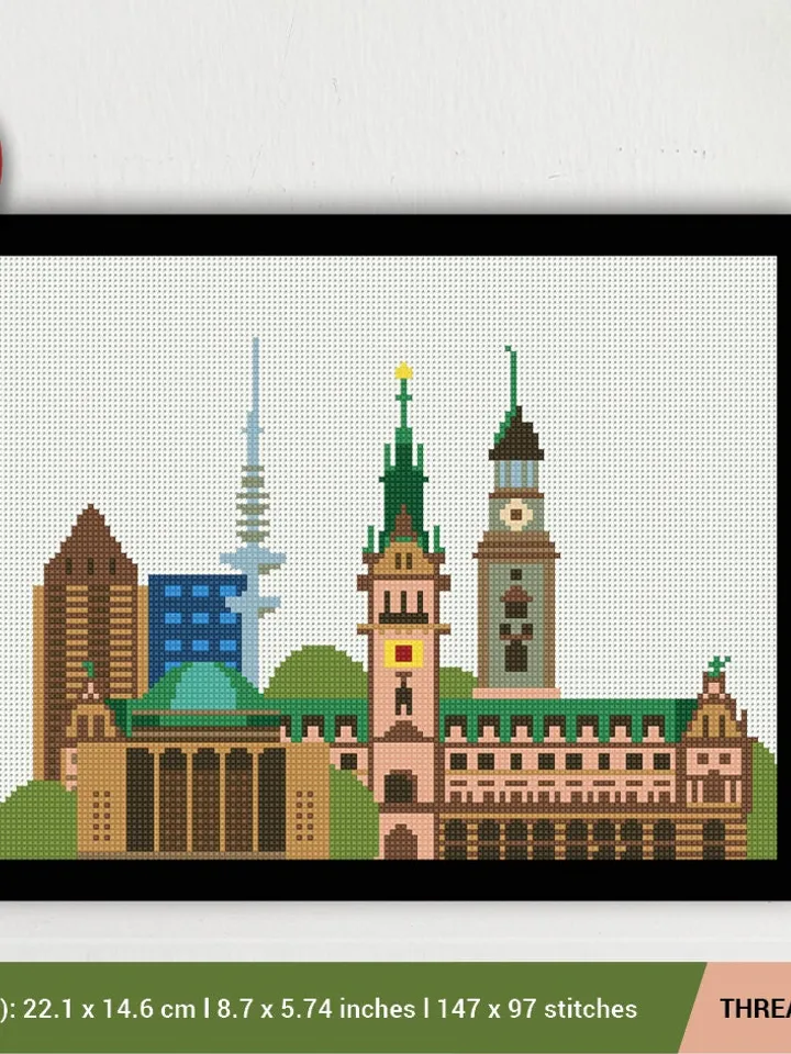Hamburg City Cross stitch pattern | Embroidery Pattern | Instant Download | Embroidery Designs