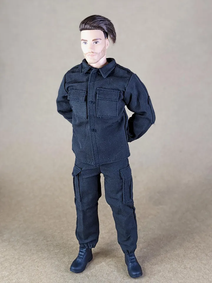 Black military set for 12 inch male dolls