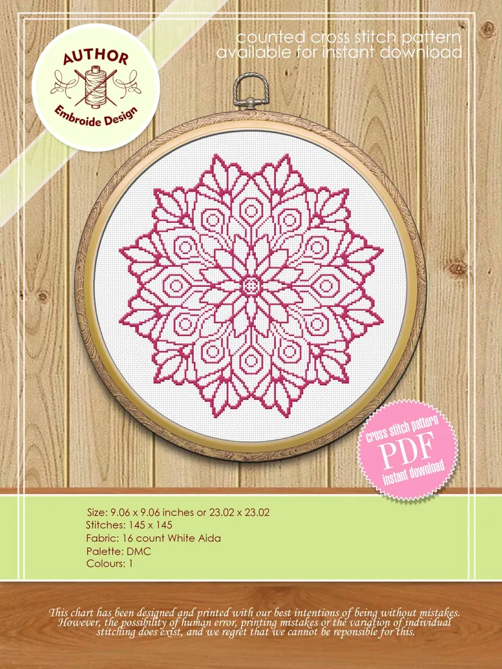 Mandala set cross stitch pattern download PDF, Monochrome mandala embroidery, Floral ornament cross stitch chart, Mandala digital PDF #S28
