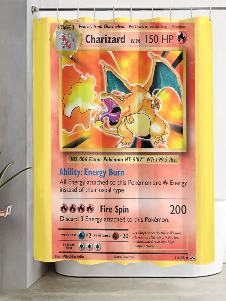 Charizard Card Shower Curtain