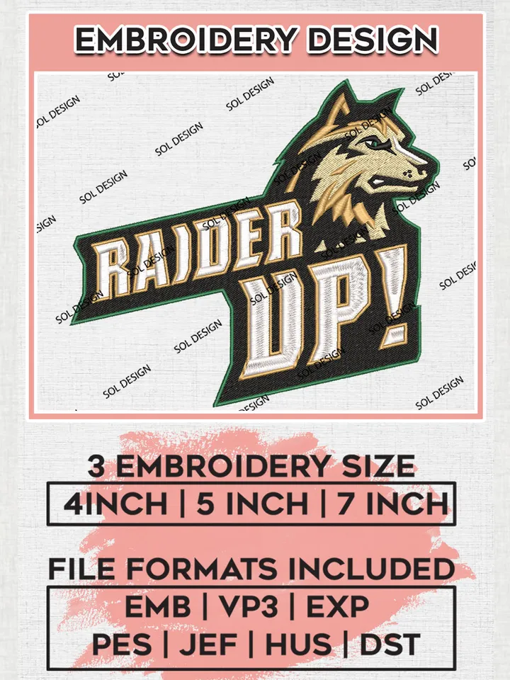 NCAA Raider Up Football Team Logo Embroidery Design Files, NCAA Wright State Raiders Machine Embroidery, NCAA Teams, Game Day, 3 sizes, NCAA Machine embroidery designs, Digital Download