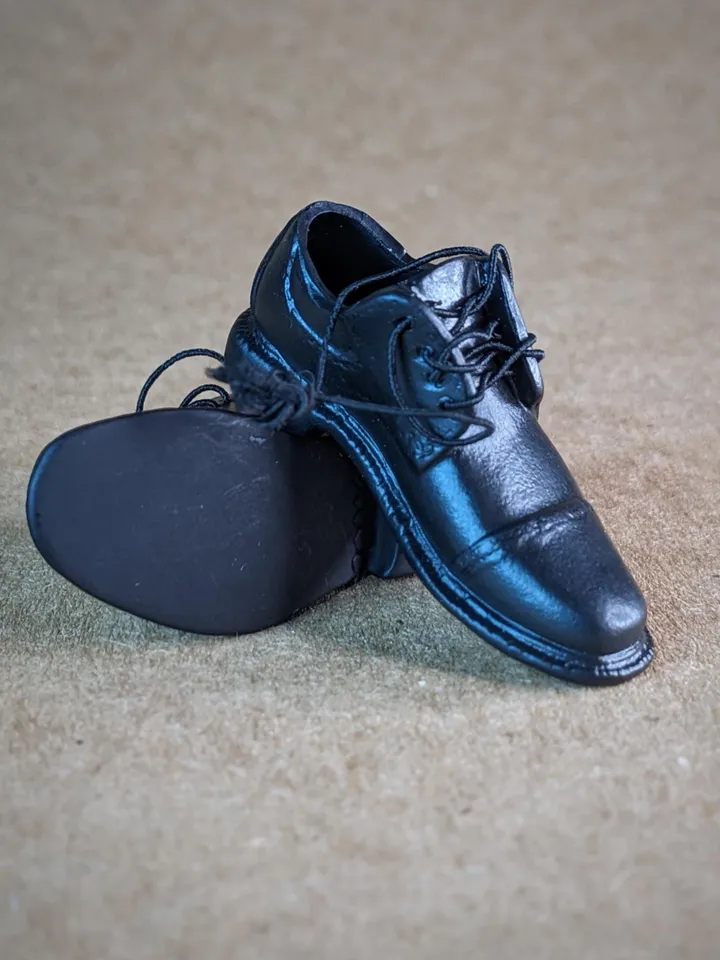 Premium icons black lace-up shoes for 12 inch male dolls