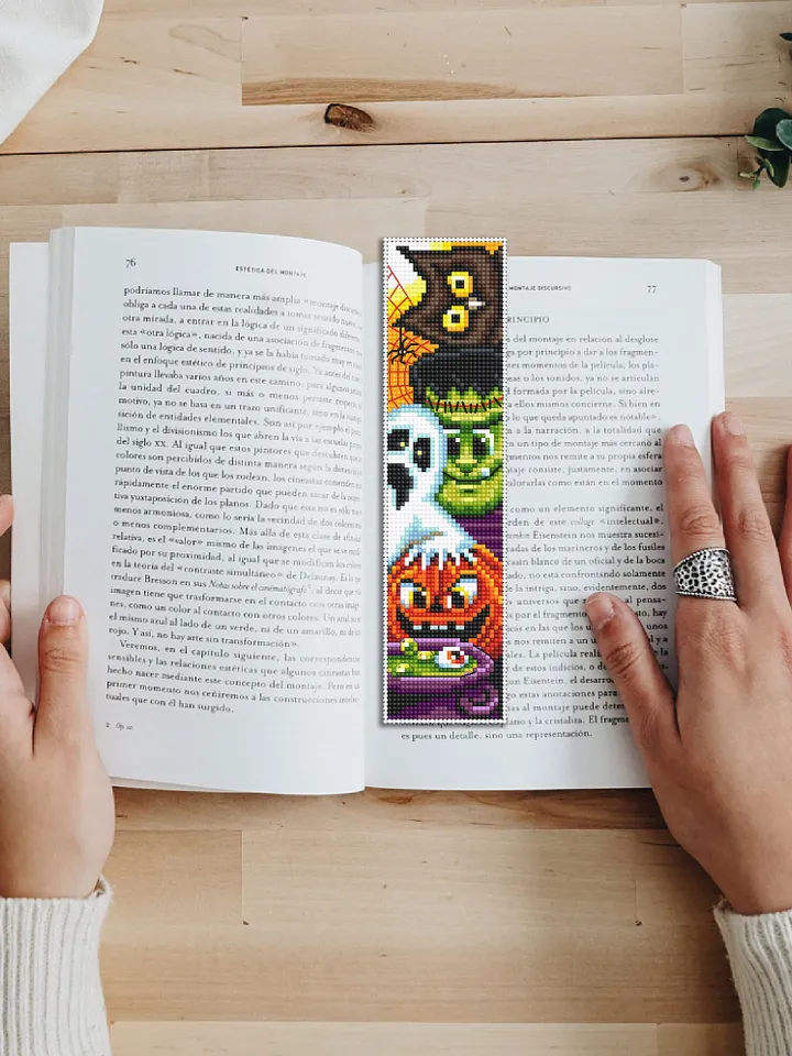 Halloween bookmark cross stitch pattern download PDF Handmade bookmark Halloween embroidery, Kawaii Halloween digital, Book lover gift #B52