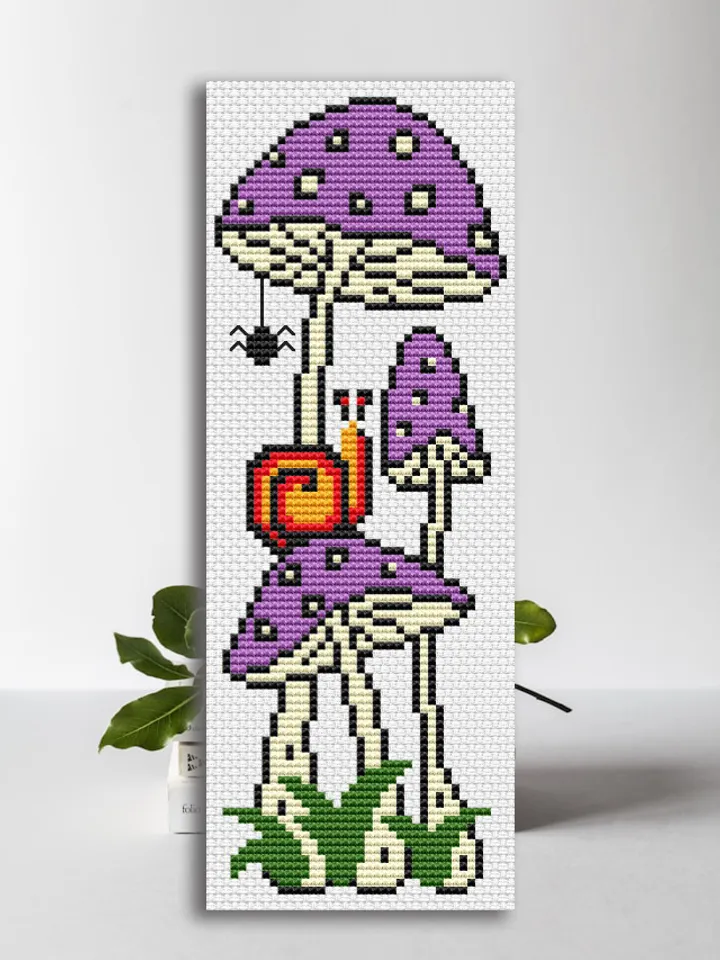 Cross stitch bookmark pattern Atomic Mushrooms