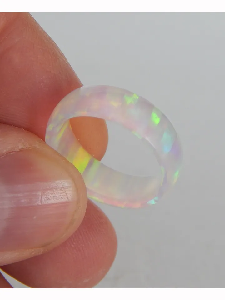 Very beautiful unique opal ring. Solid opal ring. Transparent opal ring.