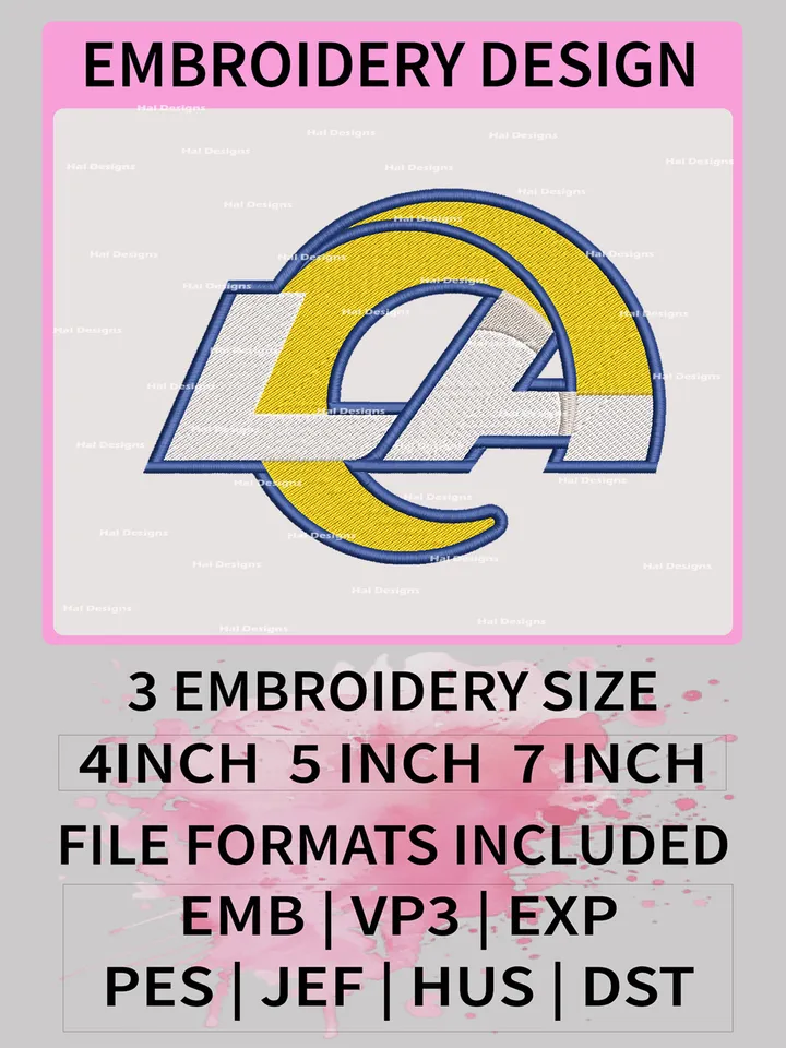 Los Angeles Rams Embroidery Files, NFL Logo Embroidery Designs, NFL Los Angeles, NFL Machine Embroidery Designs