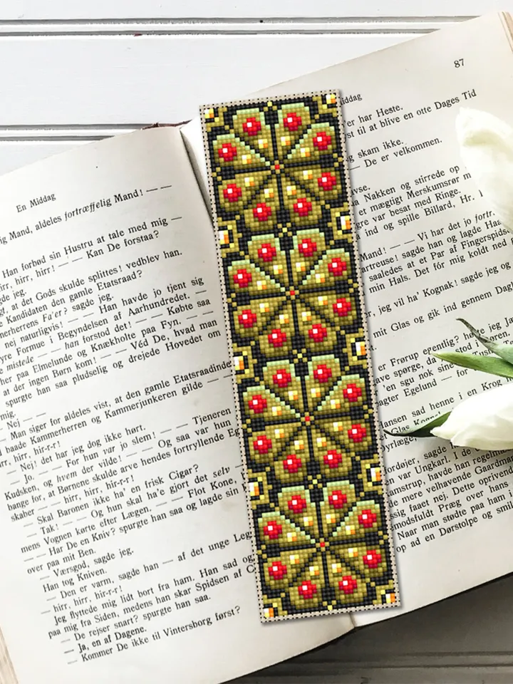 Floral Bookmark cross stitch pattern PDF download Floral ornament cross stitch, Handmade bookmark pattern digital PDF, Book lover gift #B135